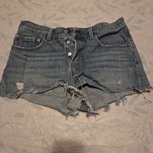 Levi's Blue Distressed Jean Shorts